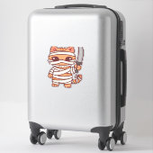Kawaii Halloween Mummy Cat met Zwaard Classic T-Sh Sticker (Koffer)