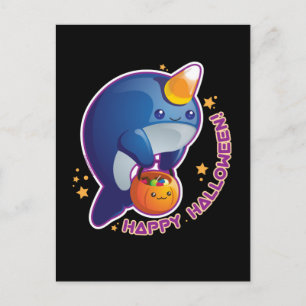 Kawaii Halloween Narwhal Briefkaart