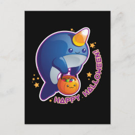 Kawaii Halloween Narwhal Briefkaart