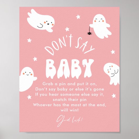 Kawaii Halloween Niet Zeggen Baby shower Spel Teke Poster (Voorkant)