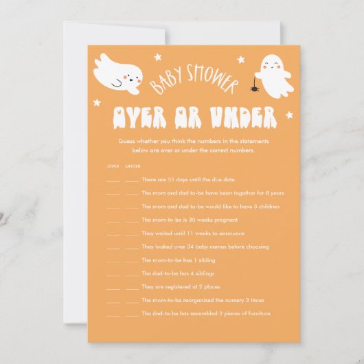 Kawaii Halloween Over of Onder Baby shower Spel Kaart (Voorkant)
