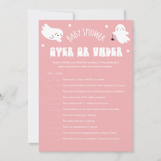 Kawaii Halloween Over of Onder Baby shower Spel Kaart (Voorkant)