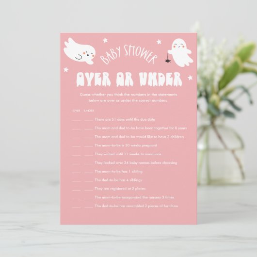 Kawaii Halloween Over of Onder Baby shower Spel Kaart (Staand voorkant)