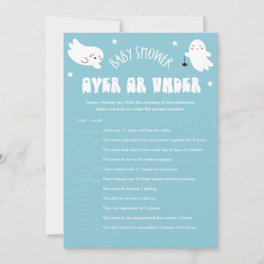 Kawaii Halloween Over of Onder Baby shower Spel Kaart (Voorkant)