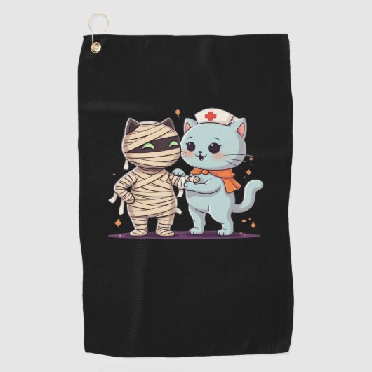 Kawaii Halloween Pals Mummy & Nurse kat Oversized Golfhanddoek (Voorkant)