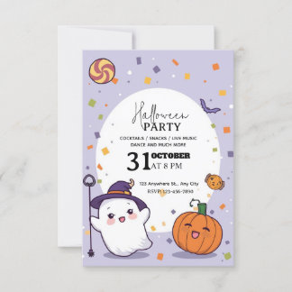 Kawaii Halloween Party Invitation – Bewerkbaar Kaart
