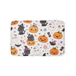 Kawaii Halloween-patroon met Malse Pompoenen Badmat