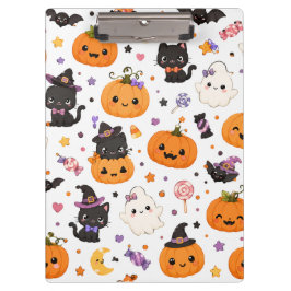 Kawaii Halloween-patroon met Malse Pompoenen Klembord
