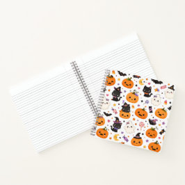 Kawaii Halloween-patroon met Malse Pompoenen Notitieboek
