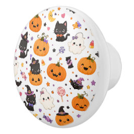 Kawaii Halloween-patroon met Mooie Pompoenen Keramische Knop