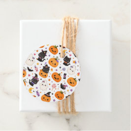 Kawaii Halloween-patroon met Mopige Pompoenen Bedankjes Labels