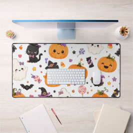 Kawaii Halloween-patroon met Mopige Pompoenen Bureaumat