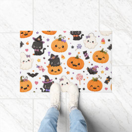 Kawaii Halloween-patroon met Mopige Pompoenen Deurmat