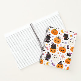 Kawaii Halloween-patroon met Mopige Pompoenen Notitieboek
