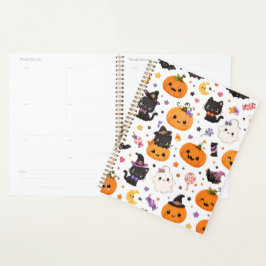 Kawaii Halloween-patroon met Mopige Pompoenen Planner