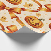 Kawaii Halloween Pompoen & Bogen Gift Wrapping Pap Cadeaupapier (Hoek)
