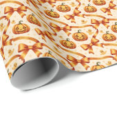 Kawaii Halloween Pompoen & Bogen Gift Wrapping Pap Cadeaupapier (Rol Hoek)