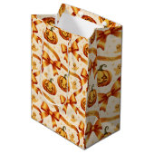 Kawaii Halloween Pompoen & Bogen Gift Wrapping Pap Medium Cadeauzakje (Voorkant Gekanteld)