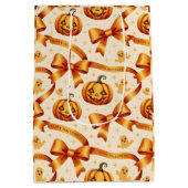 Kawaii Halloween Pompoen & Bogen Gift Wrapping Pap Medium Cadeauzakje (Achterkant)