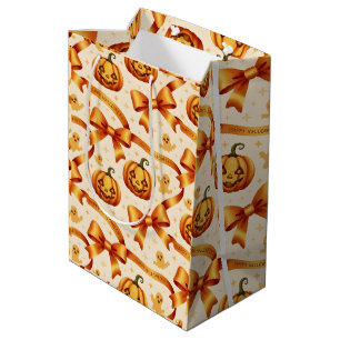 Kawaii Halloween Pompoen & Bogen Gift Wrapping Pap Medium Cadeauzakje