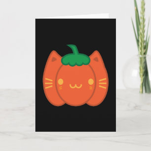 Kawaii Halloween Pompoen Kat Kaart