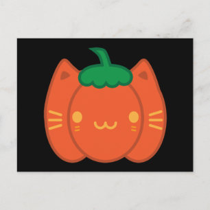 Kawaii Halloween Pumpkin Cat Briefkaart