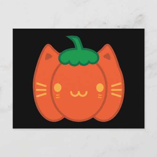 Kawaii Halloween Pumpkin Cat Briefkaart (Voorkant)