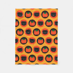 Kawaii Halloween Pumpkin Cats Fleece Deken