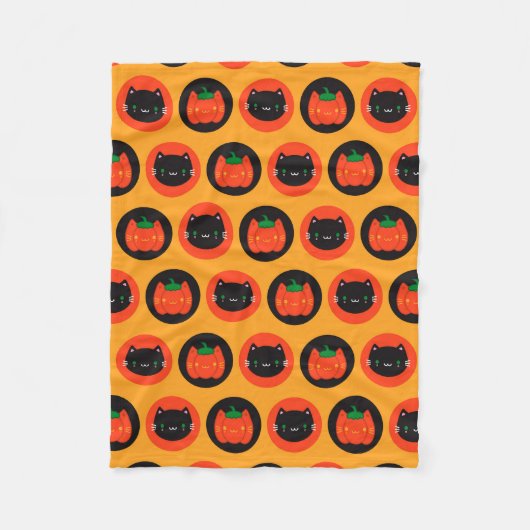 Kawaii Halloween Pumpkin Cats Fleece Deken (Voorkant)