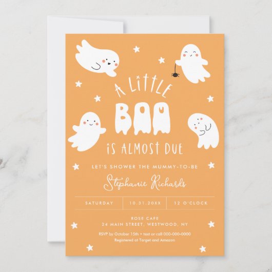 Kawaii Halloween Schattigee Ghost Baby shower Uitn Kaart (Voorkant)