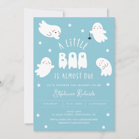 Kawaii Halloween Schattigee Ghost Baby shower Uitn Kaart (Voorkant)