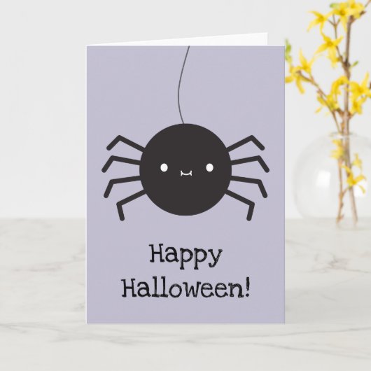 Kawaii Halloween Spider Kaart (Gele Bloem)