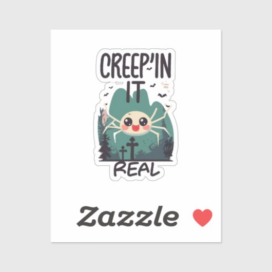 Kawaii Halloween Spin Pun Sticker (Vel)