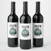 Kawaii Halloween Spin Pun Wijn Etiket (Flessen)