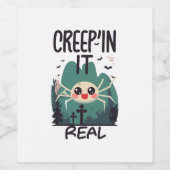 Kawaii Halloween Spin Pun Wijn Etiket (Enkel label)