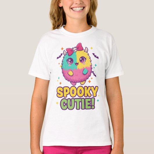 Kawaii Halloween Tee with Bats & Skull Bow T-shirt (Voorkant)
