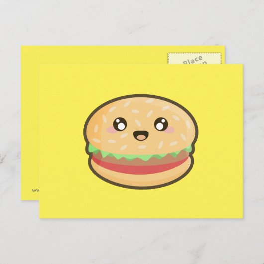 Kawaii hamburger briefkaart (Voorkant / Achterkant)