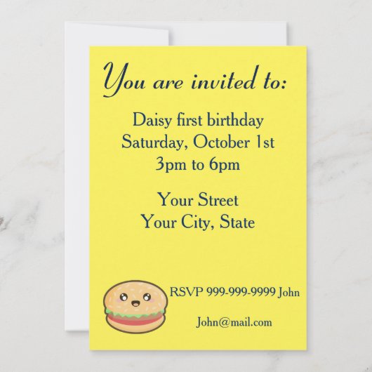 Kawaii hamburger kaart (Achterkant)