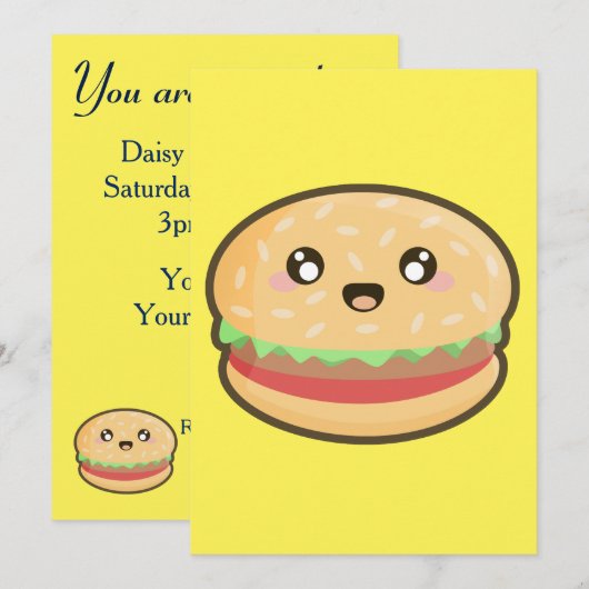 Kawaii hamburger kaart (Voorkant / Achterkant)