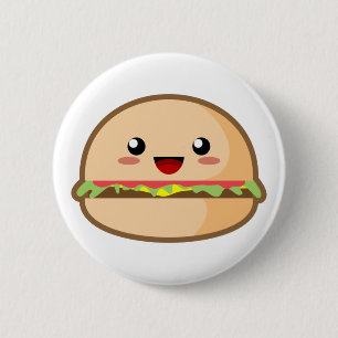 Kawaii Hamburger Ronde Button 5,7 Cm
