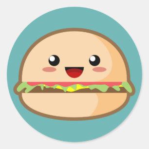 Kawaii Hamburger Ronde Sticker