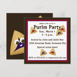 Kawaii Hamentashen Purim Uitnodiging