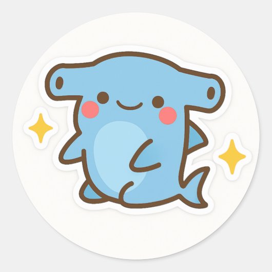 Kawaii Hamerhaai Sticker (Voorkant)