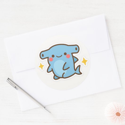 Kawaii Hammerhead Shark Sticker (Envelop)