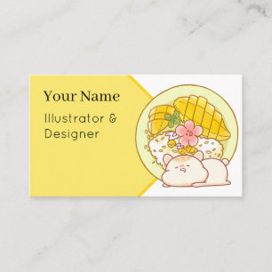 Kawaii Hamster Mango Kleefrijst - Cute Thaise Nage Visitekaartje