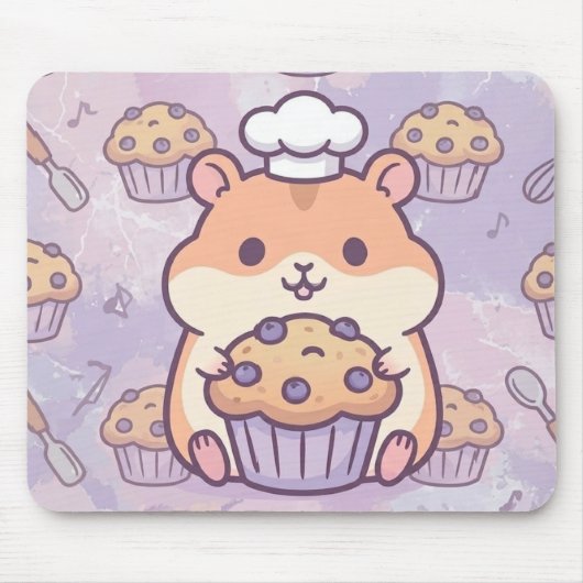 Kawaii Hamster Muffin Mouse Pad Muismat (Voorkant)