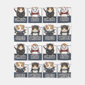 Kawaii Hamster Ninja Patroon Fleece Deken (Voorkant)