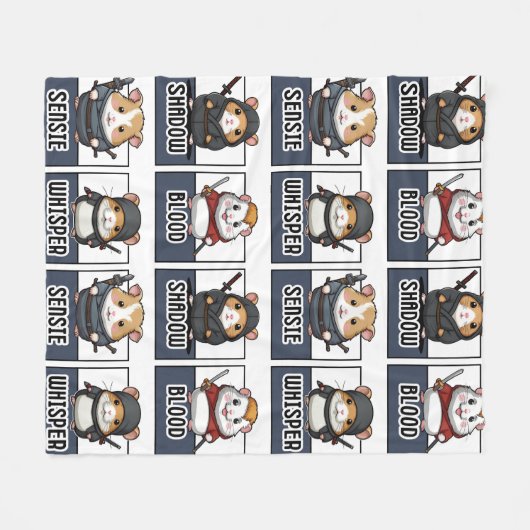 Kawaii Hamster Ninja Patroon Fleece Deken (Voorkant (Horizontaal))