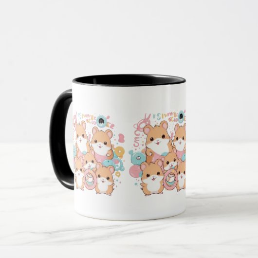 Kawaii Hamster Rings Squad Art Mok (Voorkant links)