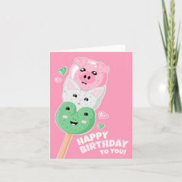 Kawaii Hanami Dango Gelukkige Verjaardag Kaart